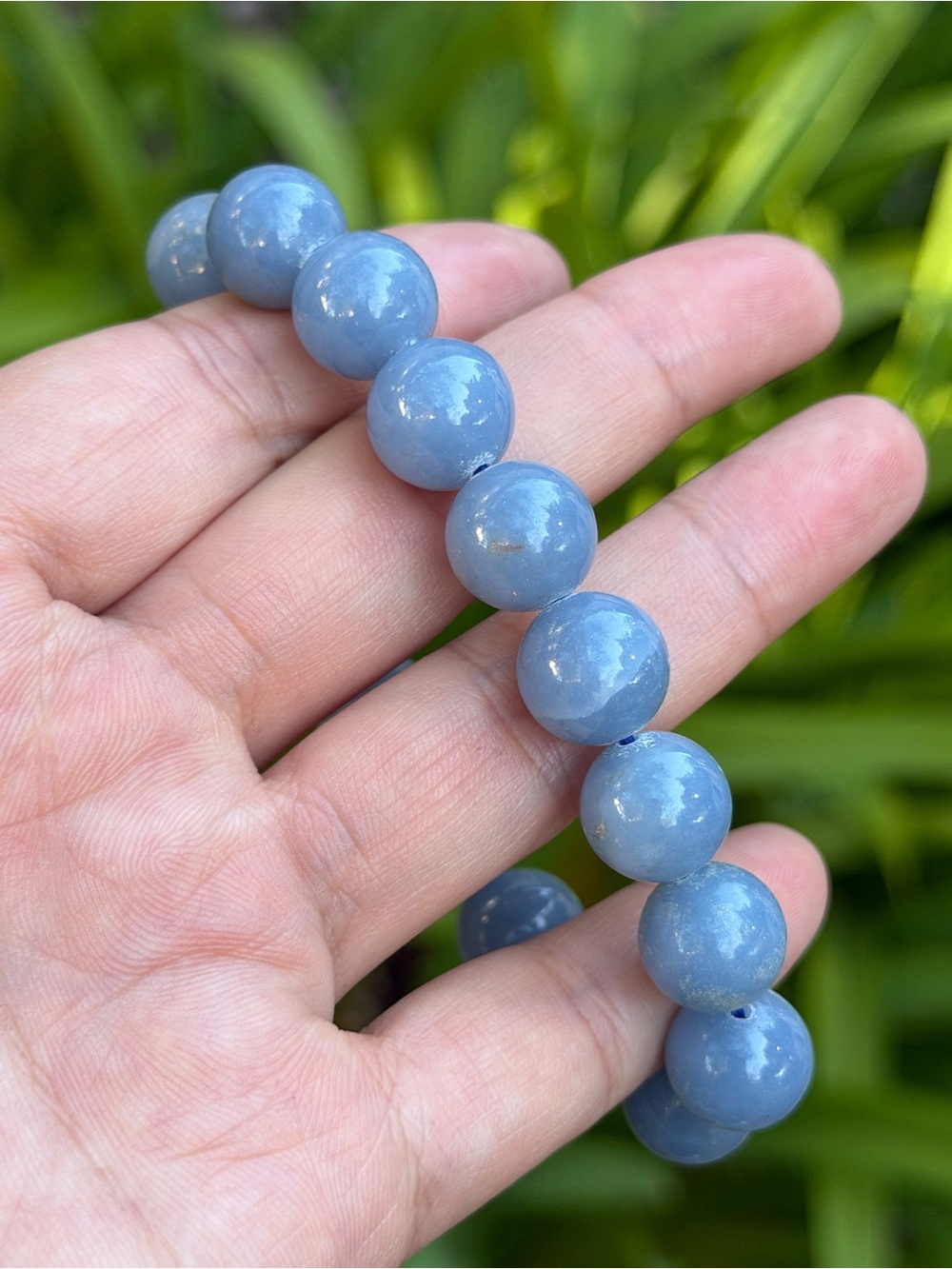 12mm stretchable blue angelite bracelet 1885 - Picture 8 of 9